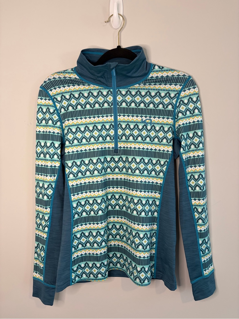 Kari Traa Teal and Aqua Lightweight Pullover Base Layer